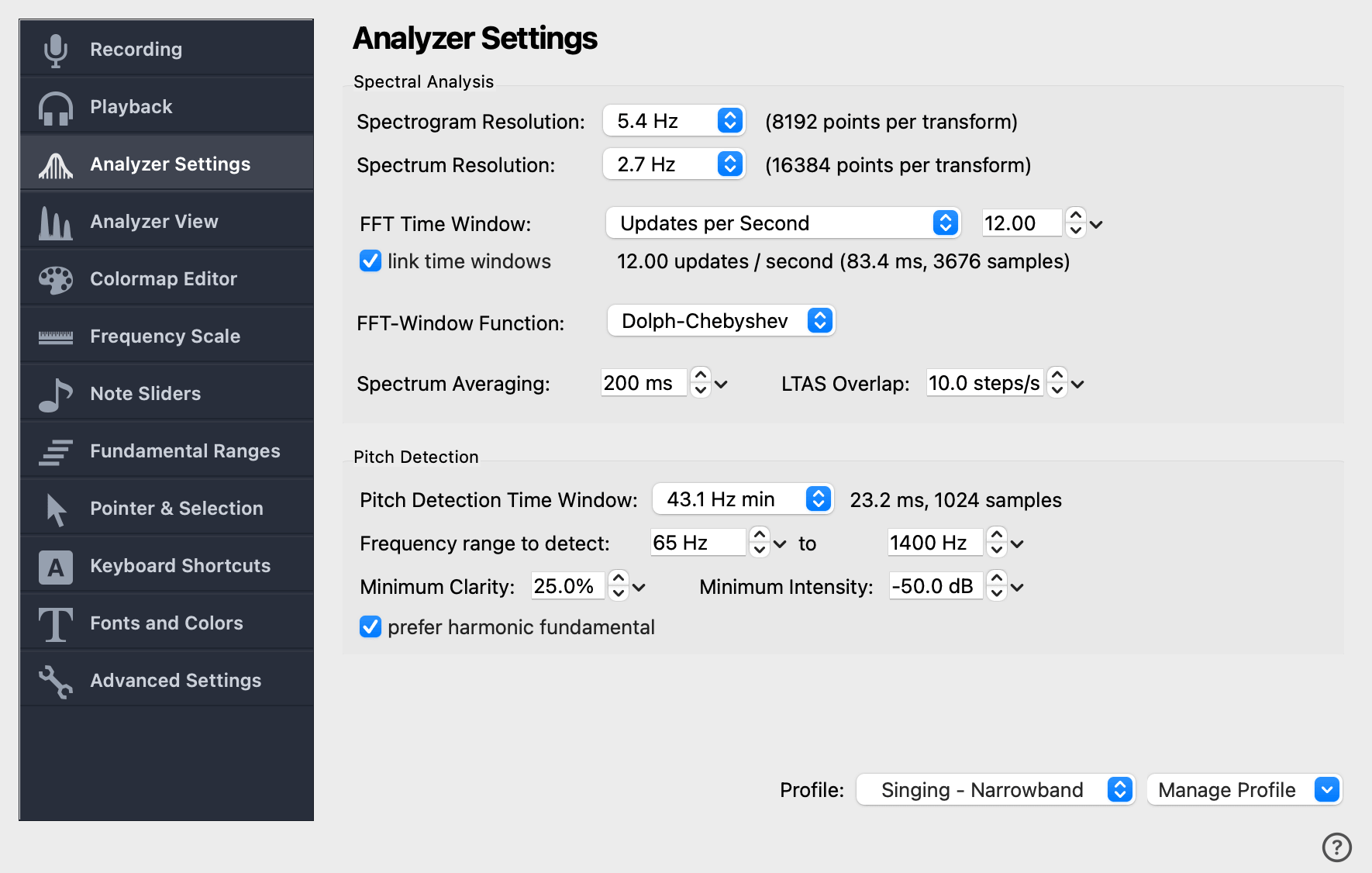 en ref settings analyzer
