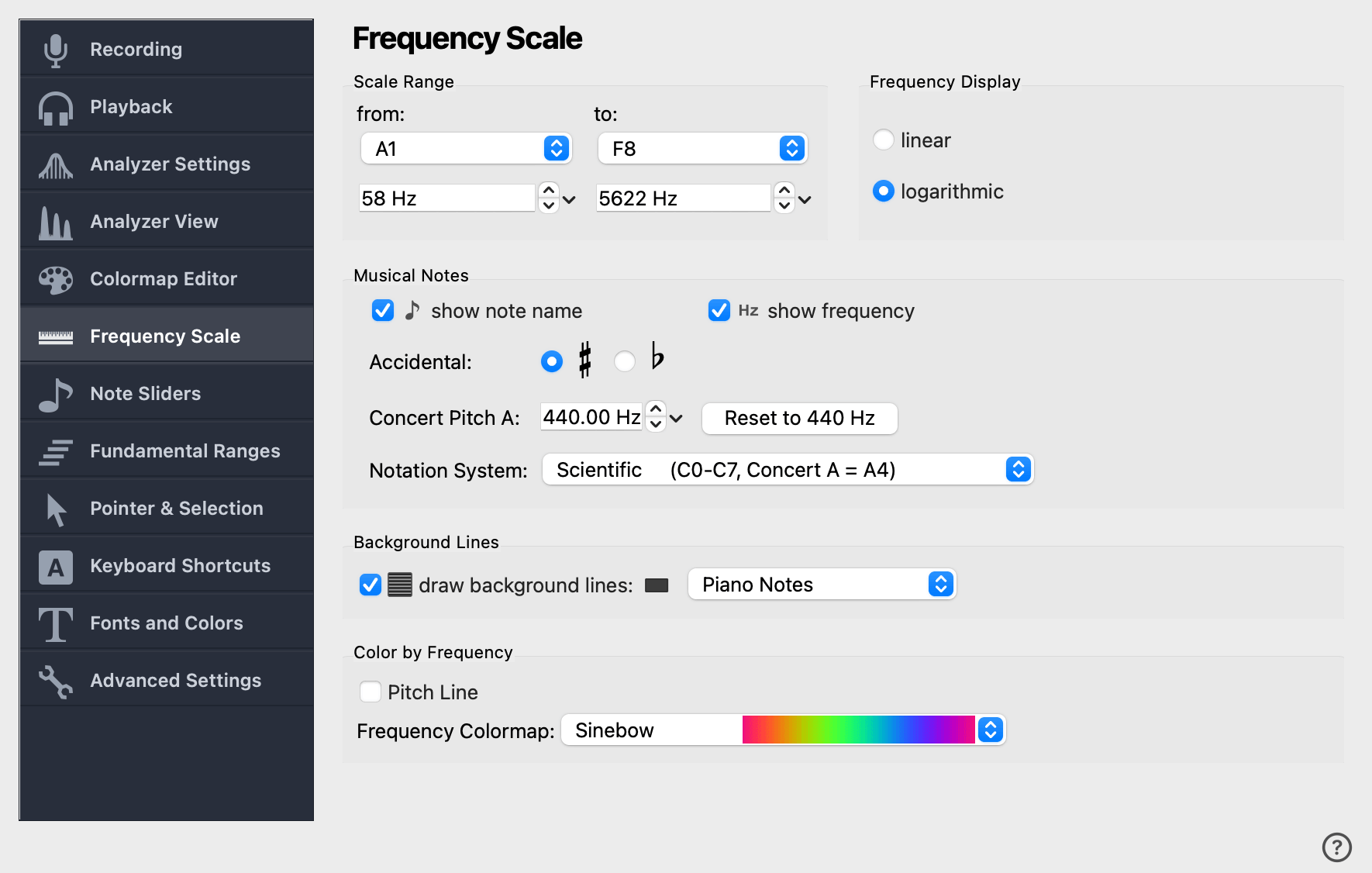 en ref settings scale